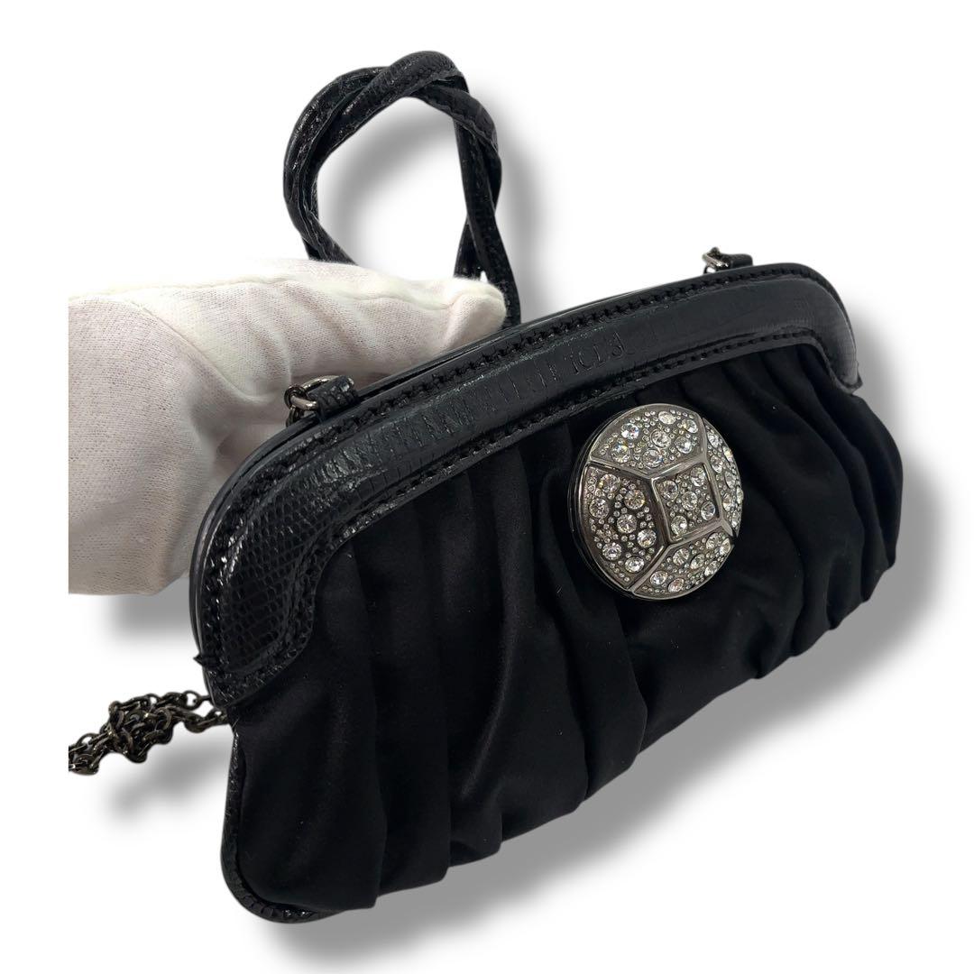 【極美品】Tod's トッズ　パーティバッグ　チェーン　レザー　ビジュー　黒