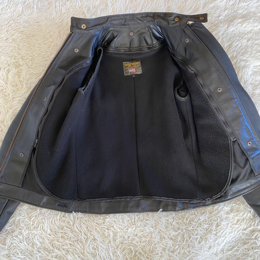 【美品】バンソン　タイプB ライナー付　シングルライダース　34 ブラック