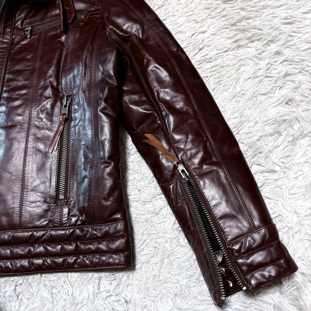 haruf 馬革ホースハイド レザージャケット ダウン90% ラビットファー