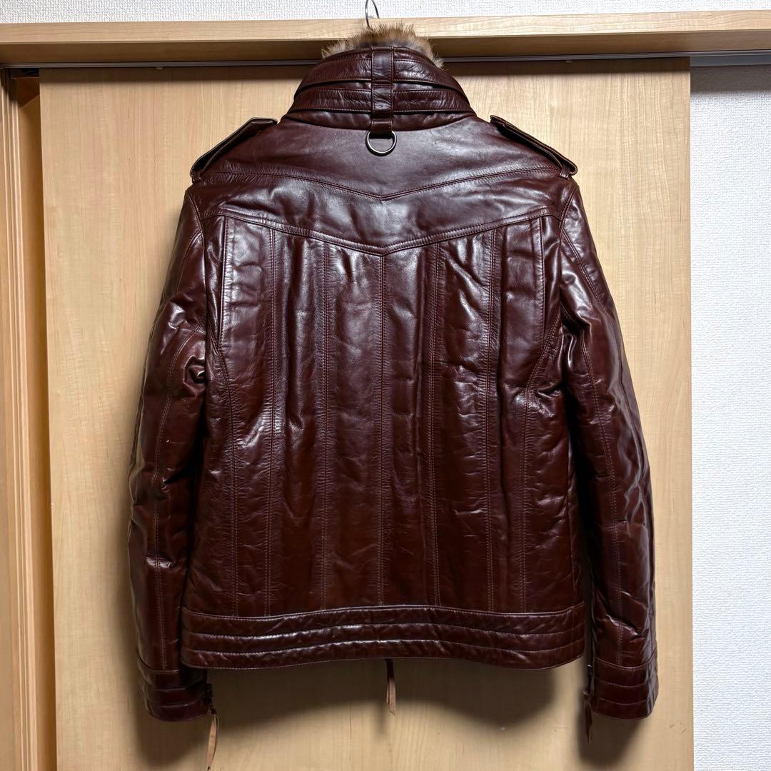 haruf 馬革ホースハイド レザージャケット ダウン90% ラビットファー