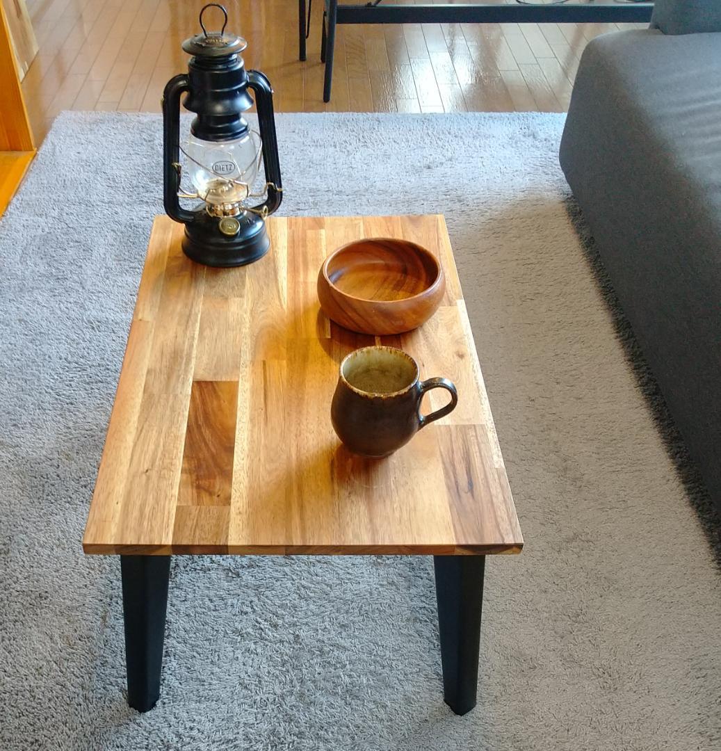 【600mm×400mm】アカシア無垢集成材 折りたたみローテーブル