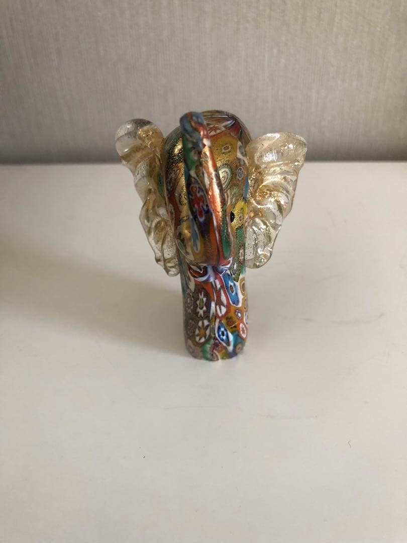 【レア 新品】ベネチアングラス ムラーノ 縁起物の象 (金彩)置物