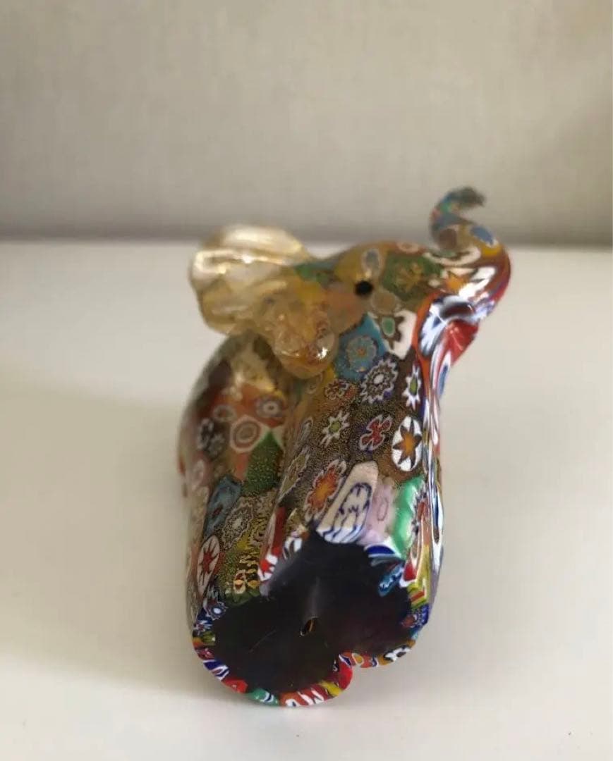 【レア 新品】ベネチアングラス ムラーノ 縁起物の象 (金彩)置物