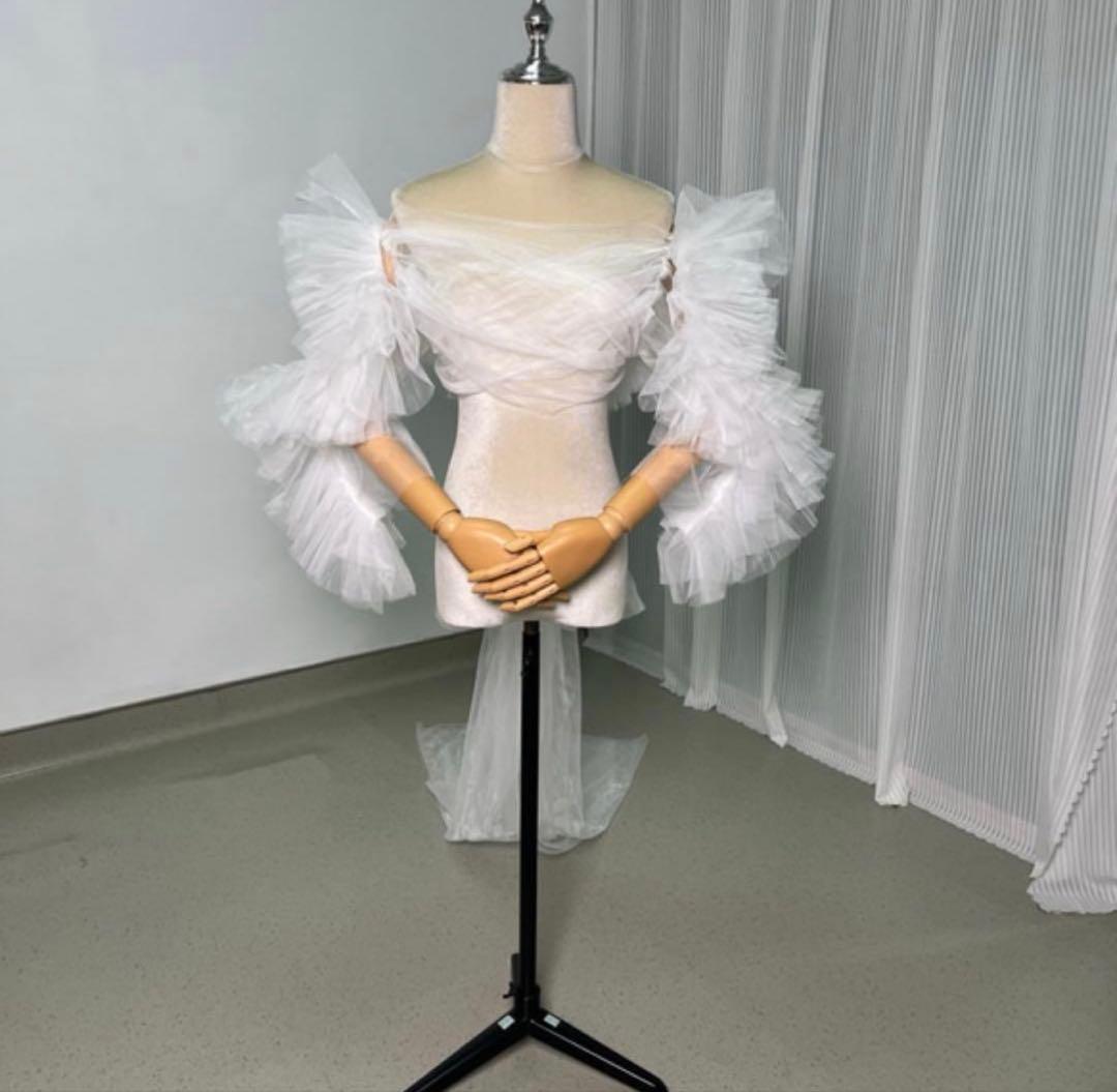 ウェディングドレス チュール袖