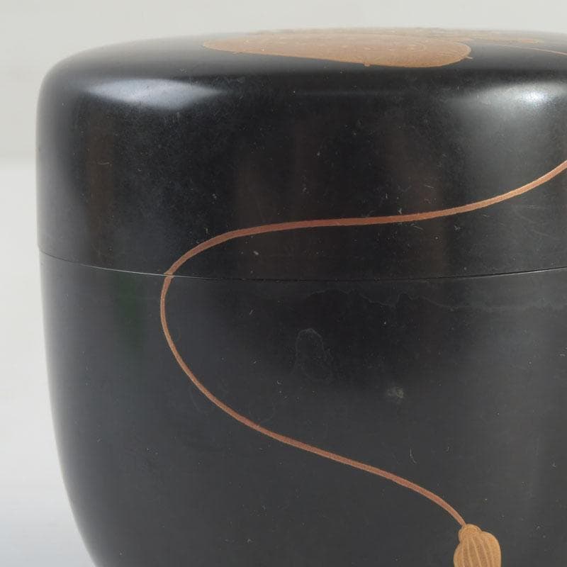 茶道具　加賀蒔絵師　志田伯峰作　鼓蒔絵　中棗　共箱　V　9519