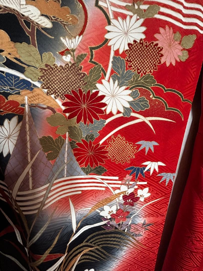 ロング正絹 豪華振袖 共八卦仕立て 紋意匠地 身丈167cm