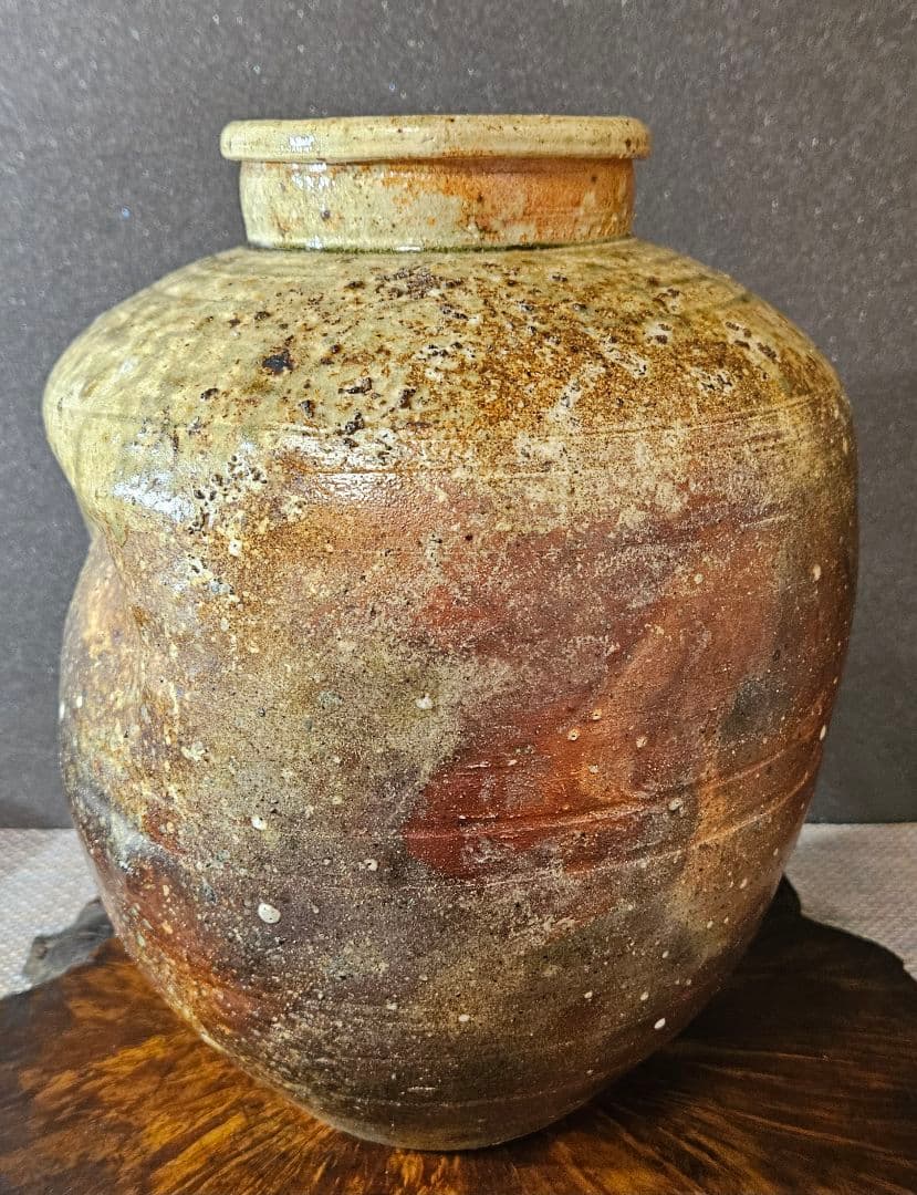 伊賀焼　森里香山作　窯変　高約28.0cm壺　大壺　花入　オブジェ定価30万円