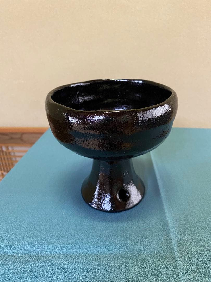 茶道具/楽茶碗 佐々木松楽 馬上杯 黒楽 松楽窯
