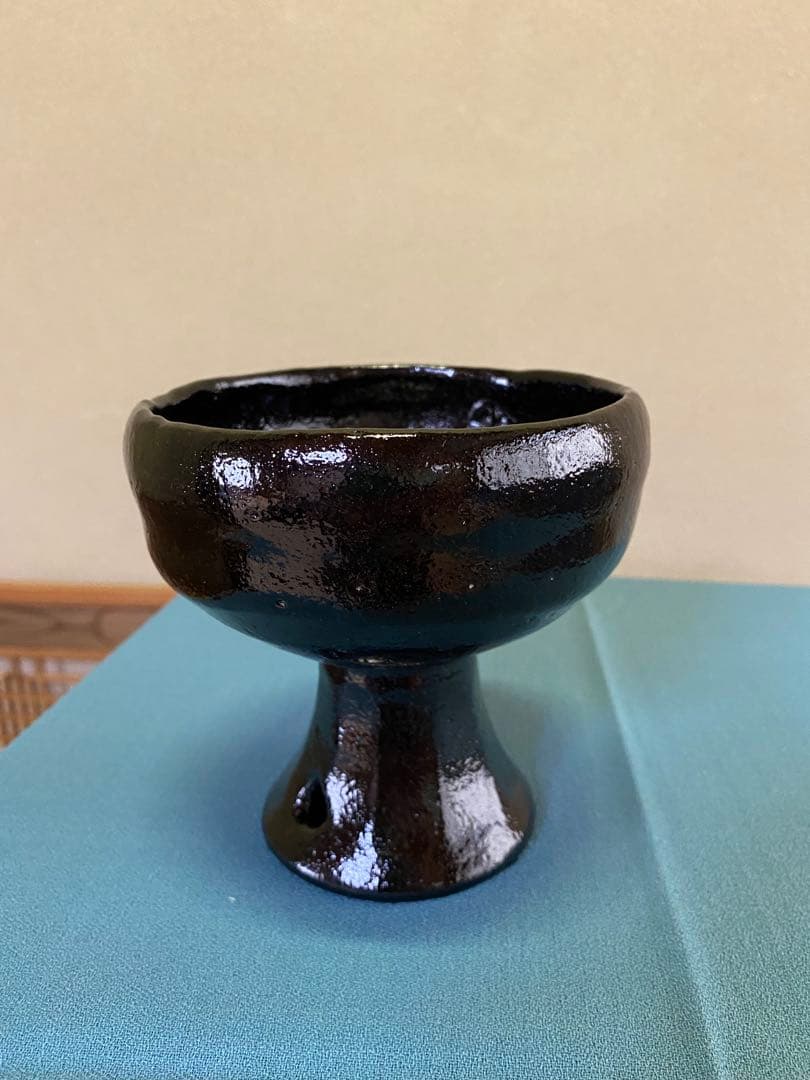 茶道具/楽茶碗 佐々木松楽 馬上杯 黒楽 松楽窯