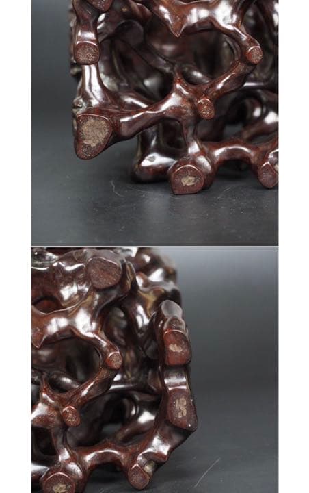 送料無料 古い透かし彫り唐木花台