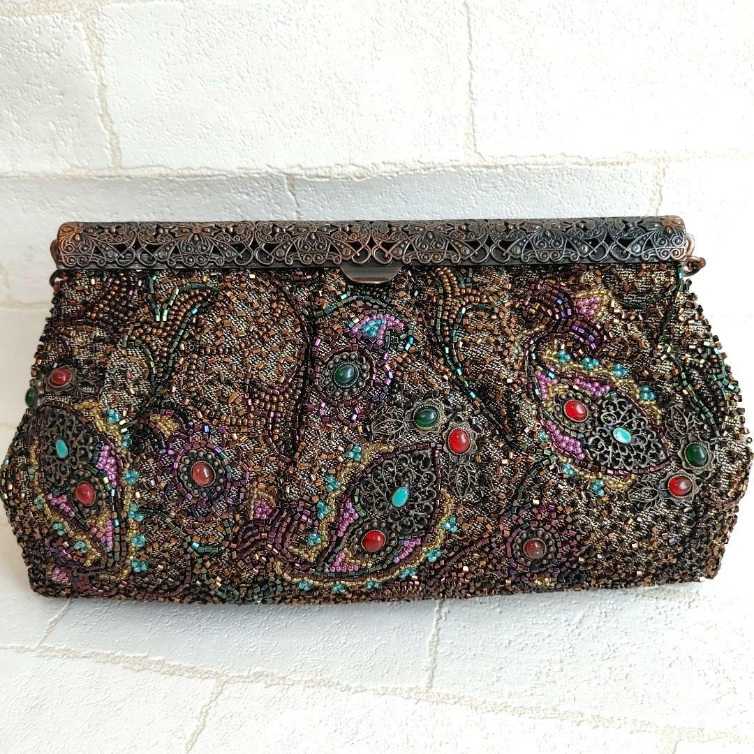 ルミーはしもと 総ビーズ ハンドバッグ がま口 皇室御用達 アンティークビジュー