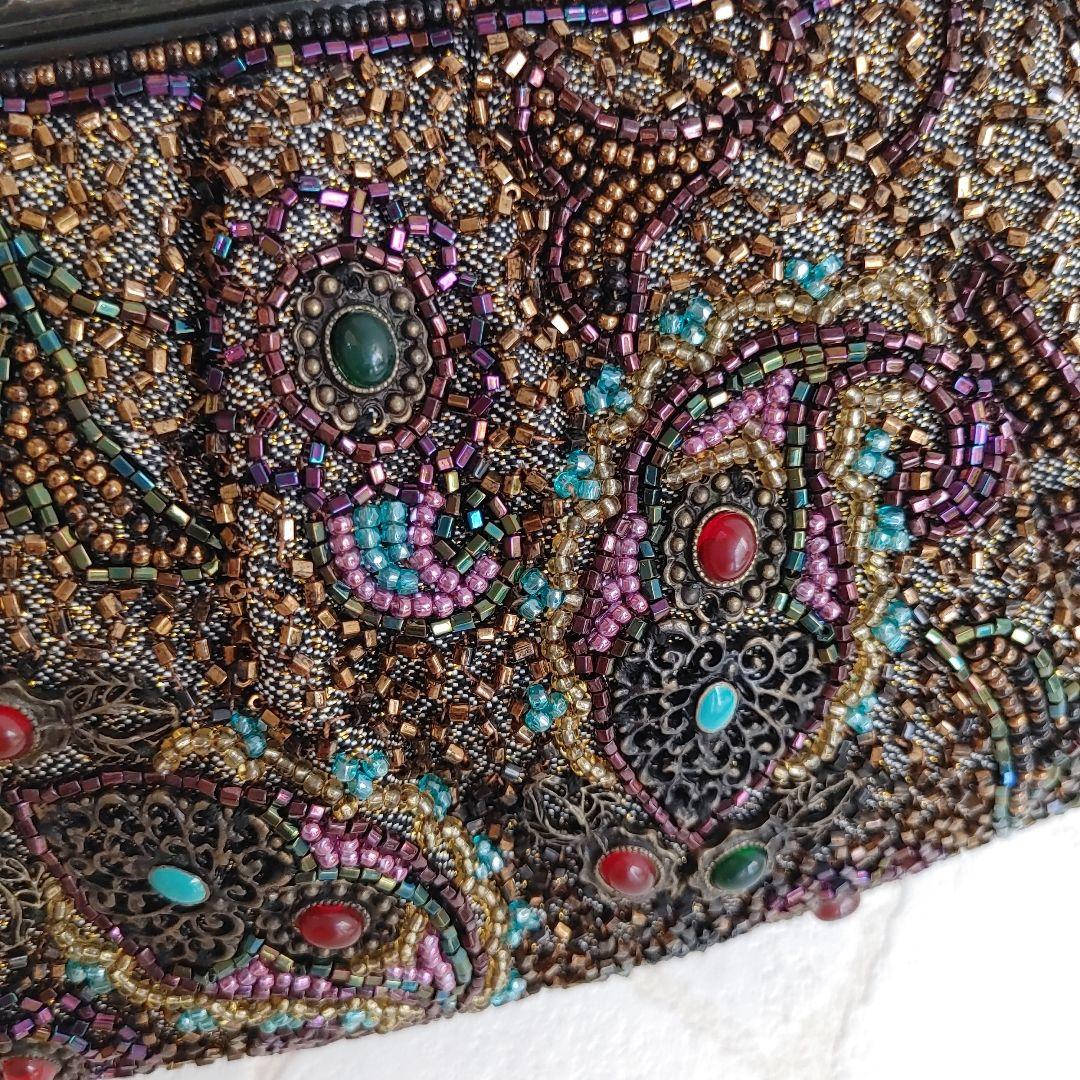 ルミーはしもと 総ビーズ ハンドバッグ がま口 皇室御用達 アンティークビジュー