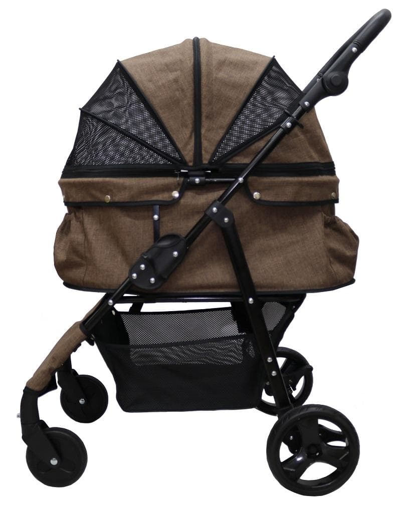 多頭用耐荷重30kg！ココハート ４輪ペットカート/甘えん坊バギーBIG 茶