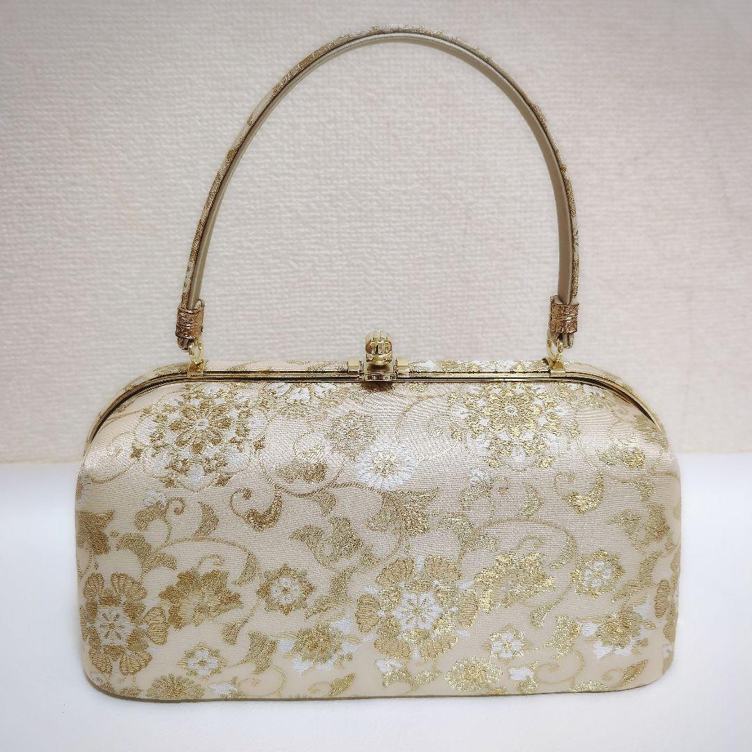 専用✨美品✨和装バッグ草履　セット　フォーマル　帯地　唐草　ゴールド　金