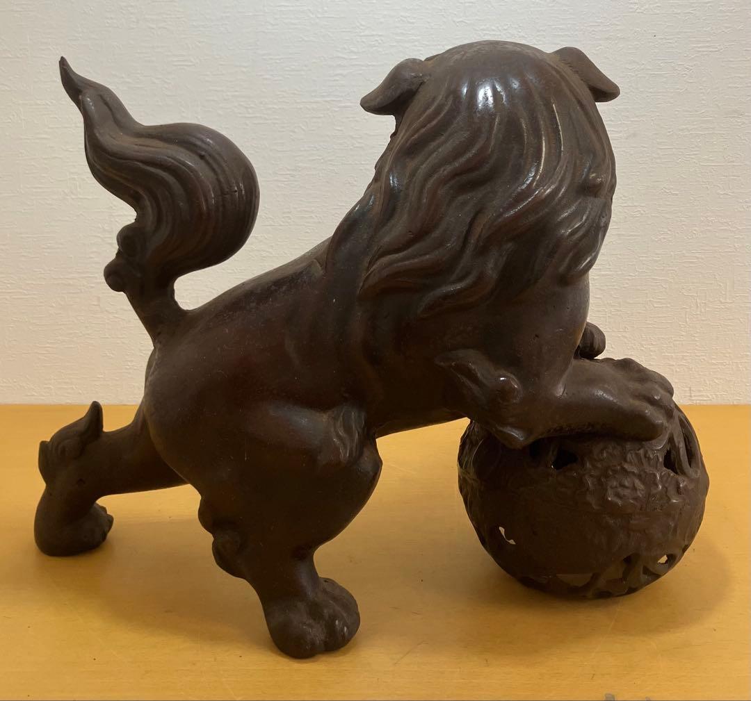 【高岡銅器】玉獅子 鋳造 鉄製 置物 招福 縁起物 玉乗り獅子 狛犬