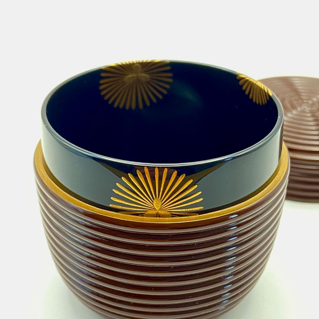 大棗 潤塗 独楽筋　中谷秀斉　共箱入　茶道具　薄茶器　漆芸　伝統工芸品