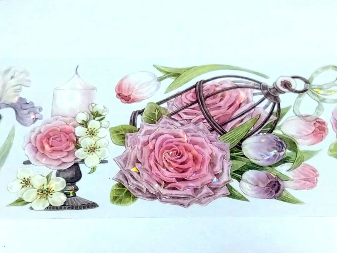 S15＃桃雾间(贝壳光)花柒所切り売り海外装飾マステ