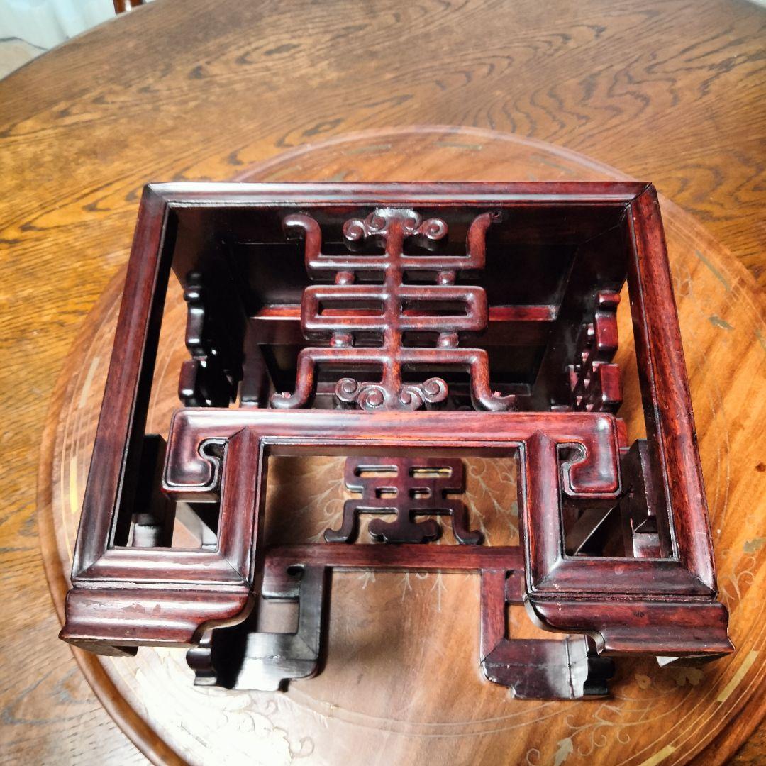 花台 中国 唐木　花台飾台　香炉台　盆栽台　正方卓 中国美術　訳アリ品