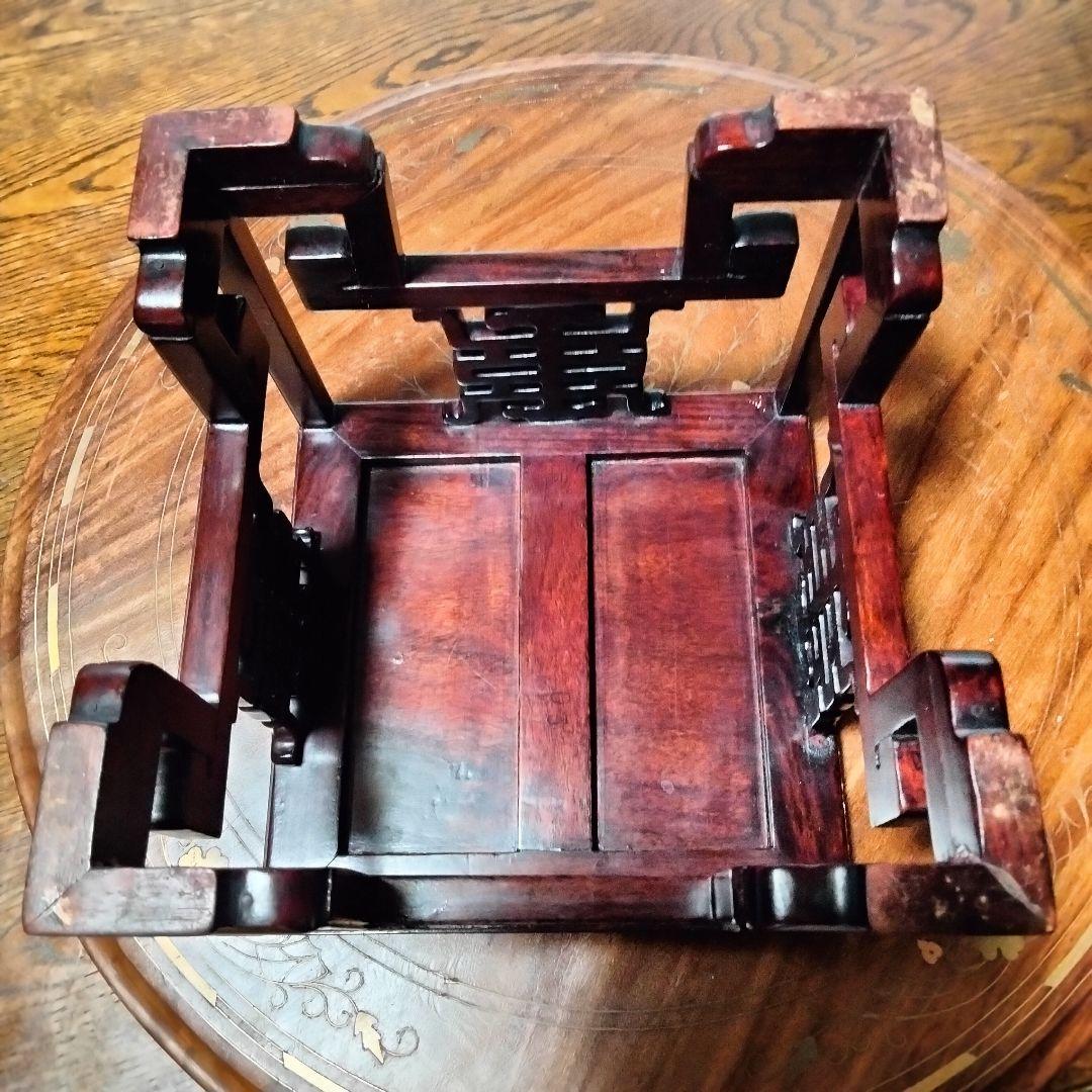 花台 中国 唐木　花台飾台　香炉台　盆栽台　正方卓 中国美術　訳アリ品