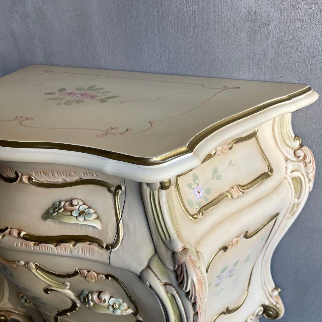 ナイトテーブル　3段チェスト　ロココ様式　姫系　オールドビンテージ