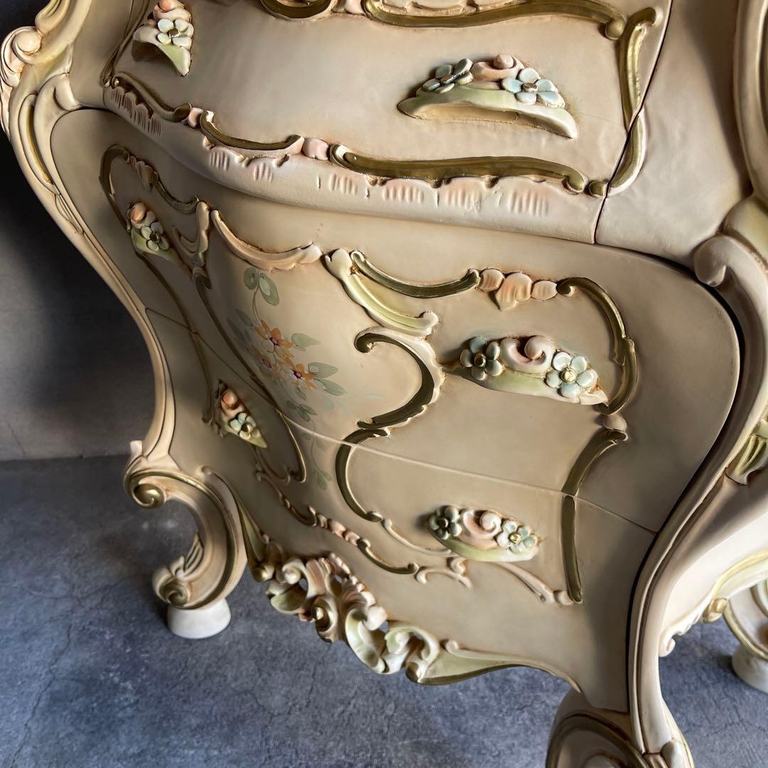 ナイトテーブル　3段チェスト　ロココ様式　姫系　オールドビンテージ