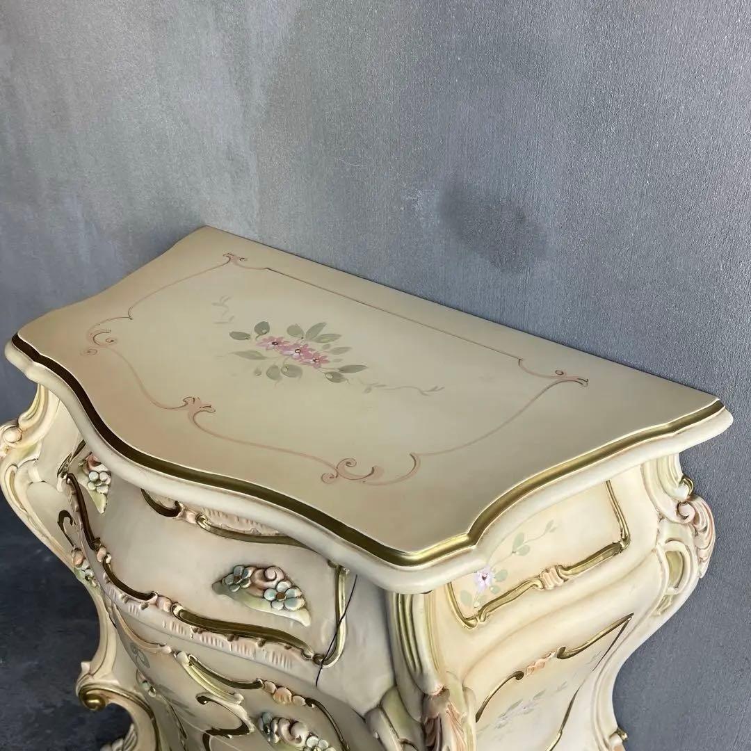 ナイトテーブル　3段チェスト　ロココ様式　姫系　オールドビンテージ