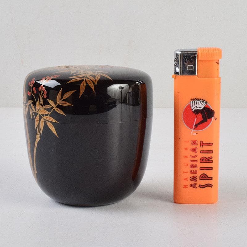 オオシモ　田中宗凌作　螺鈿装飾　縁金　南天　中棗　共箱　M　R9290