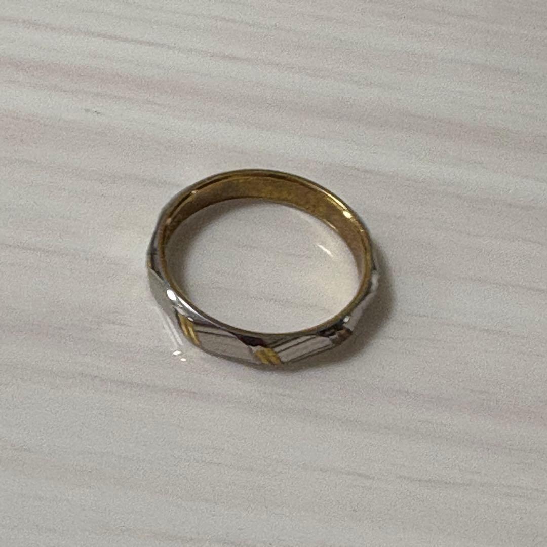 k18 pt900コンビの多角形リング