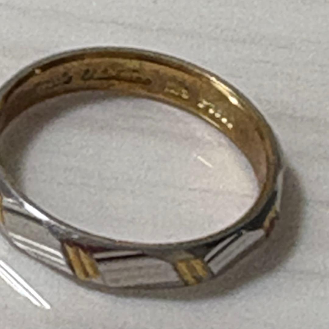 k18 pt900コンビの多角形リング