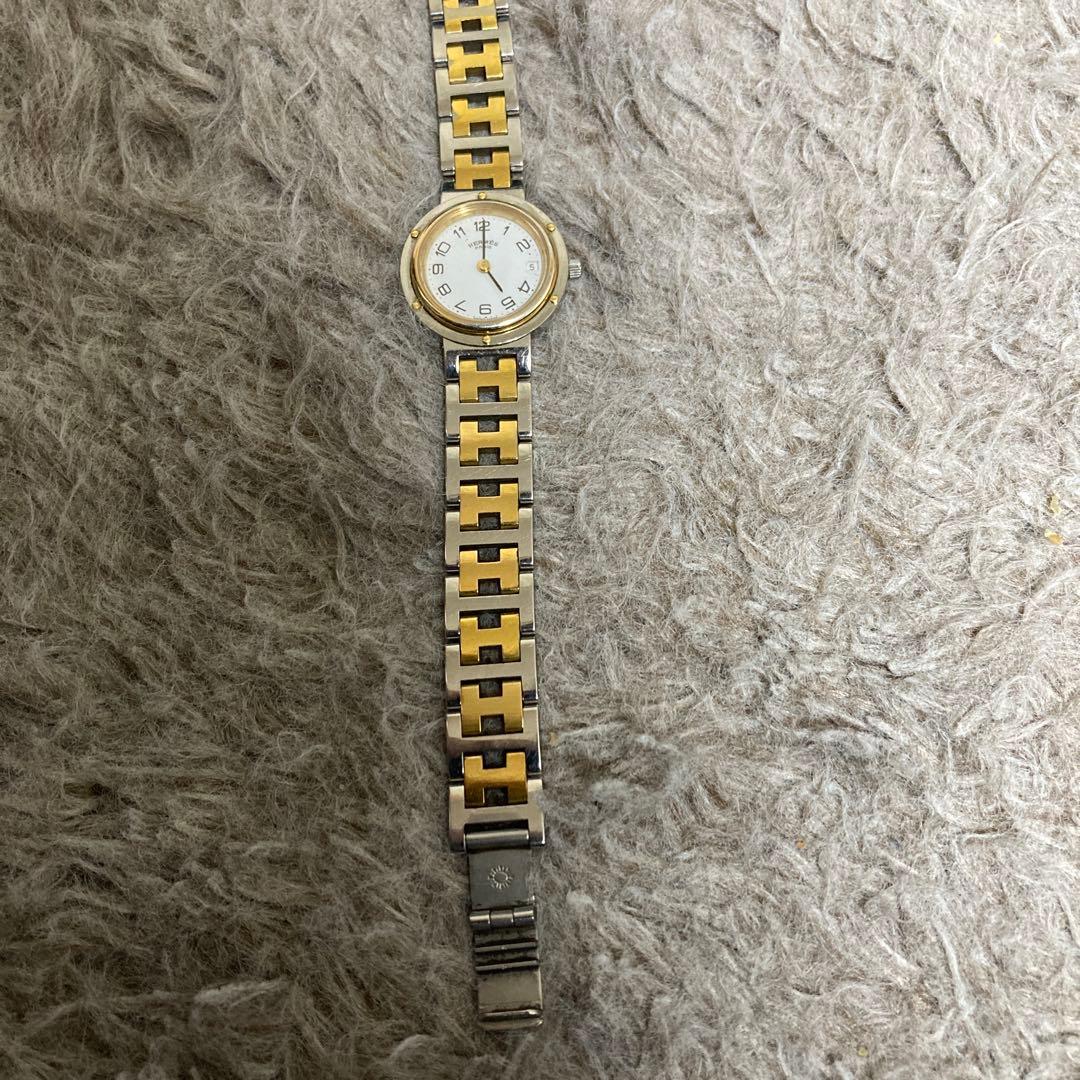 HERMES アナログ時計 シルバー/ゴールド