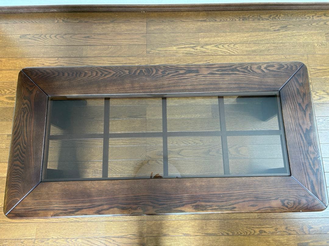 木製ガラス天板座卓 センターテーブル　ローテーブル