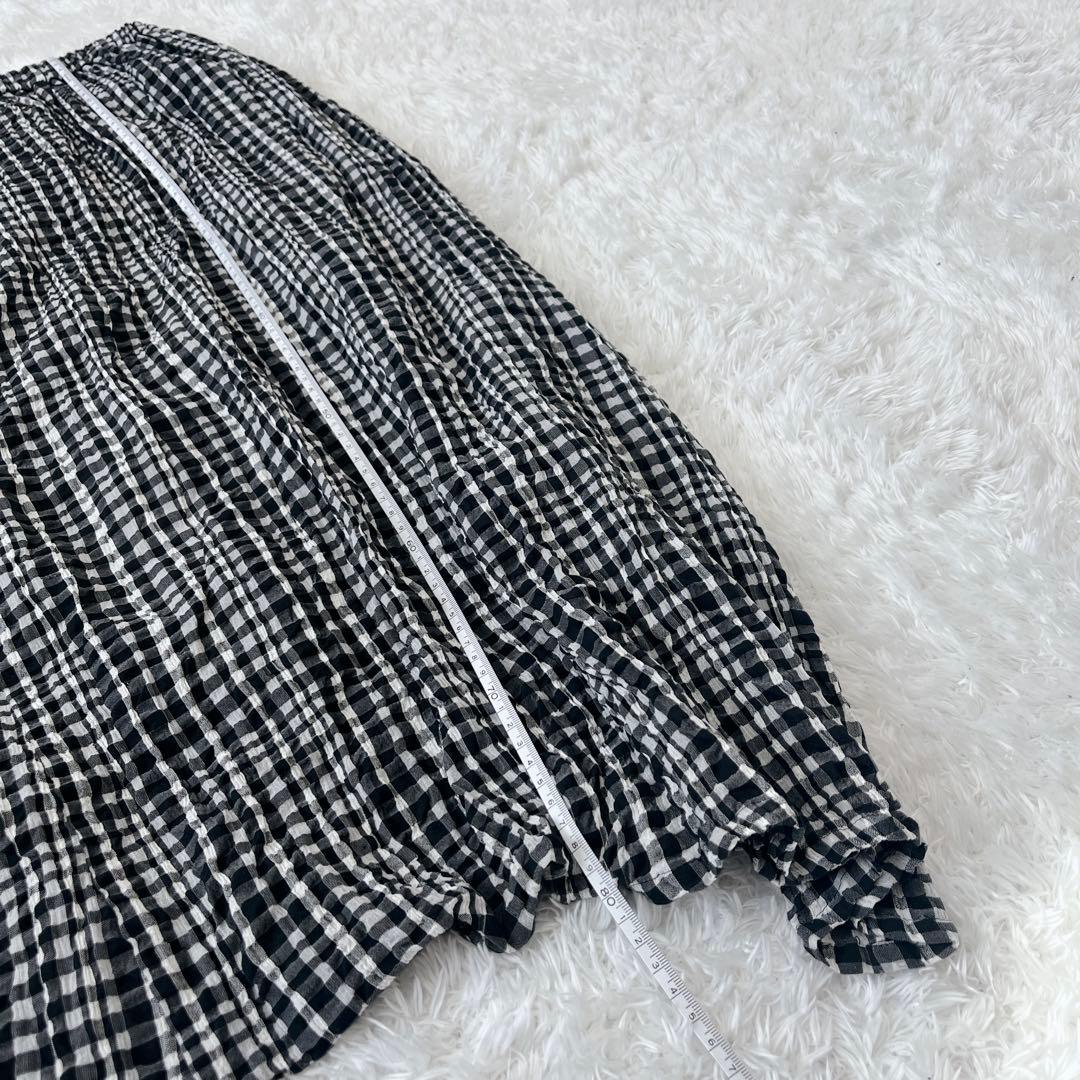 【極美品】センソユニコ芽風 サルエルパンツ シルク混 ギンガムチェック 変形