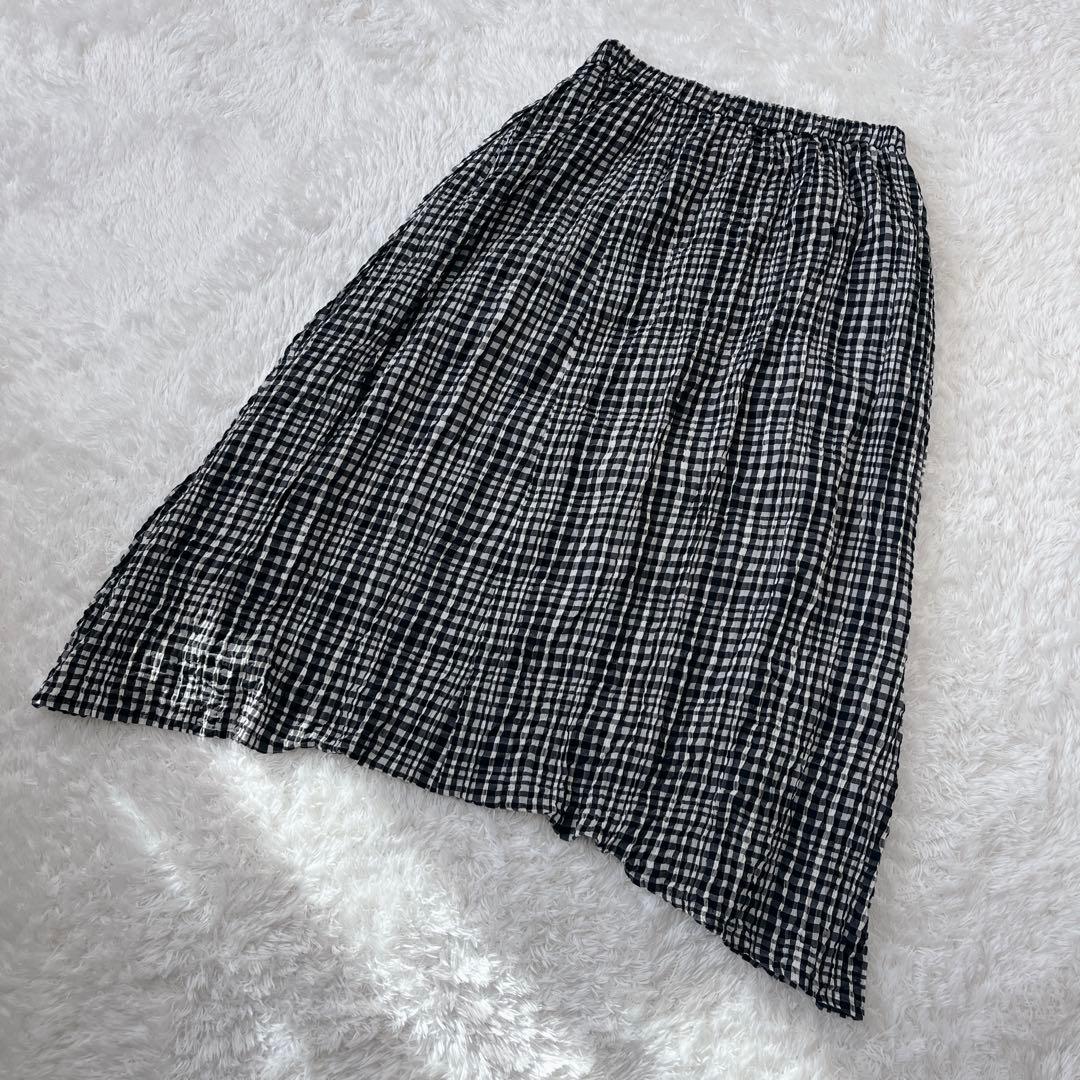 【極美品】センソユニコ芽風 サルエルパンツ シルク混 ギンガムチェック 変形