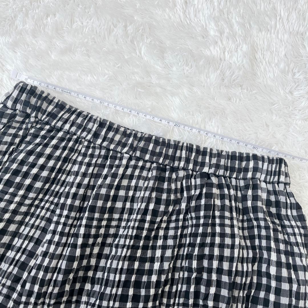 【極美品】センソユニコ芽風 サルエルパンツ シルク混 ギンガムチェック 変形