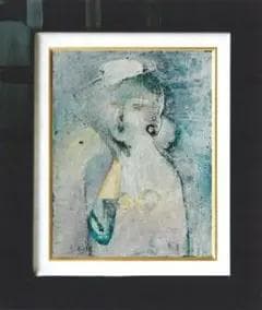 油絵 菅家令子 絵 絵画インテリア 額付(白) uF6-071802 人物 女性