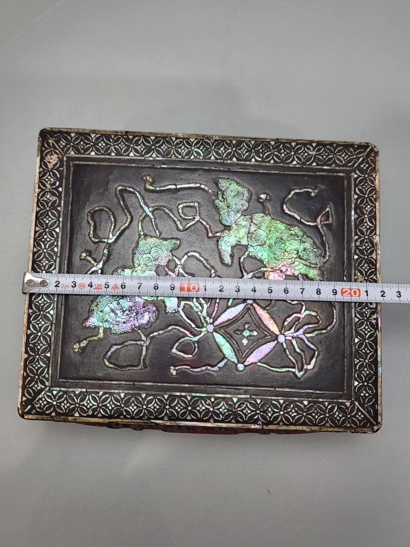 中国美術 螺鈿 獅子紋 朱漆 香炉台 DT507