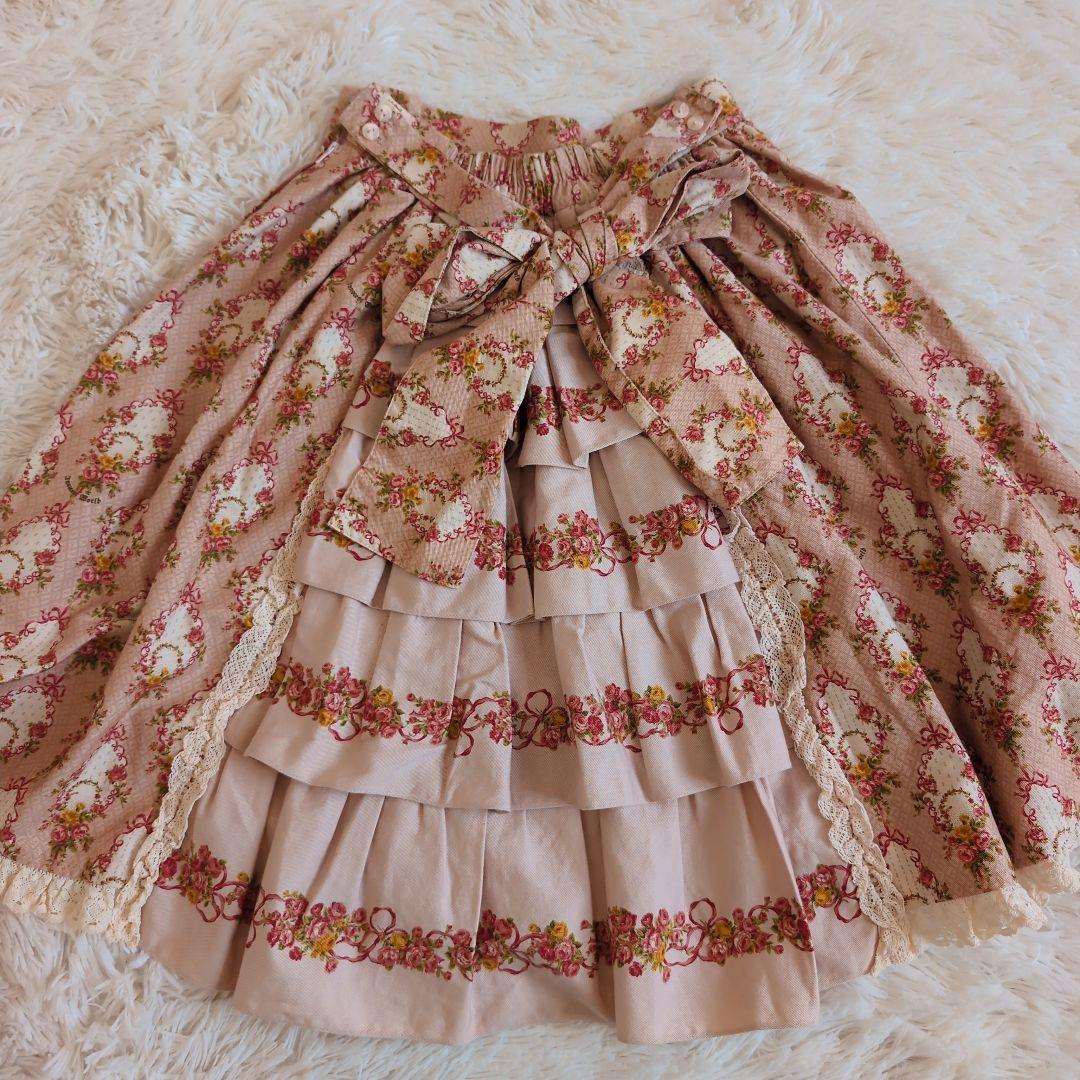 イノセントワールド　ポンパドゥール　スカート　フリル　ウエストリボン　ピンク