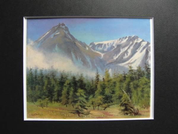 足立源一郎、「愛別岳・比布岳」、希少な画集より、新品高級額・額装付