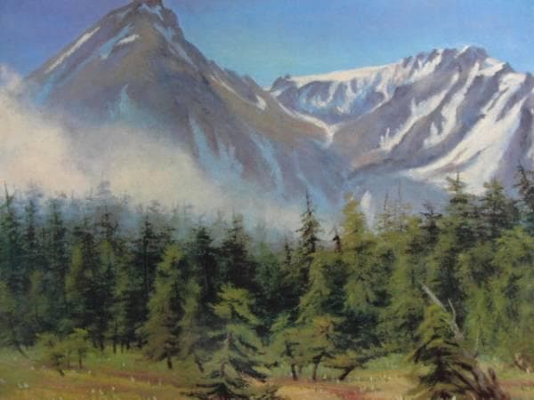 足立源一郎、「愛別岳・比布岳」、希少な画集より、新品高級額・額装付