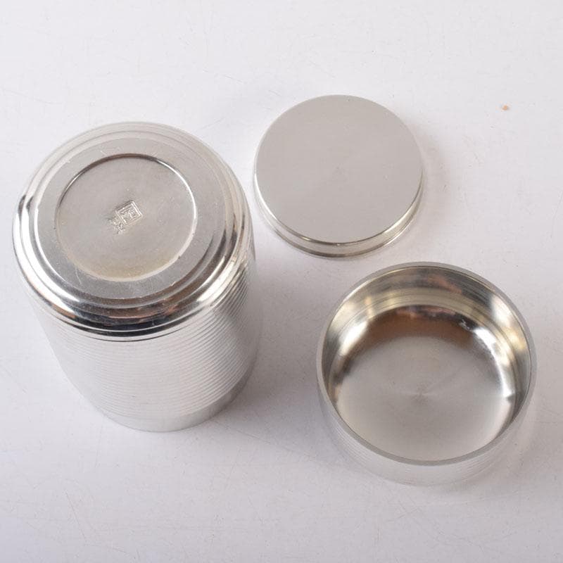 煎茶道具　錫半造　本錫　茶壷　茶心壷　約450ｇ　共箱　V　R8615