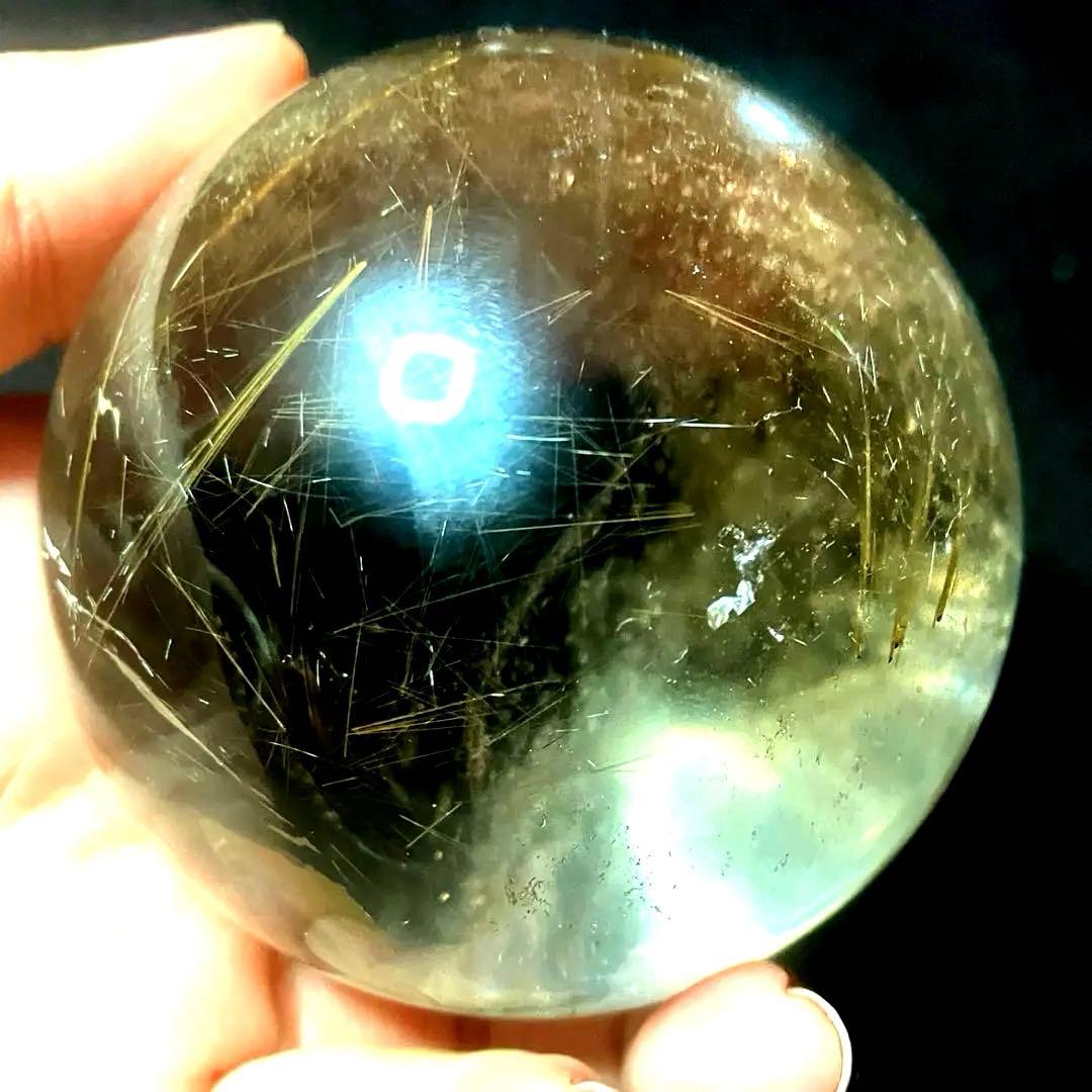 超大玉　70mm ゴールドルチルクォーツ　金針水晶　パワーストーン