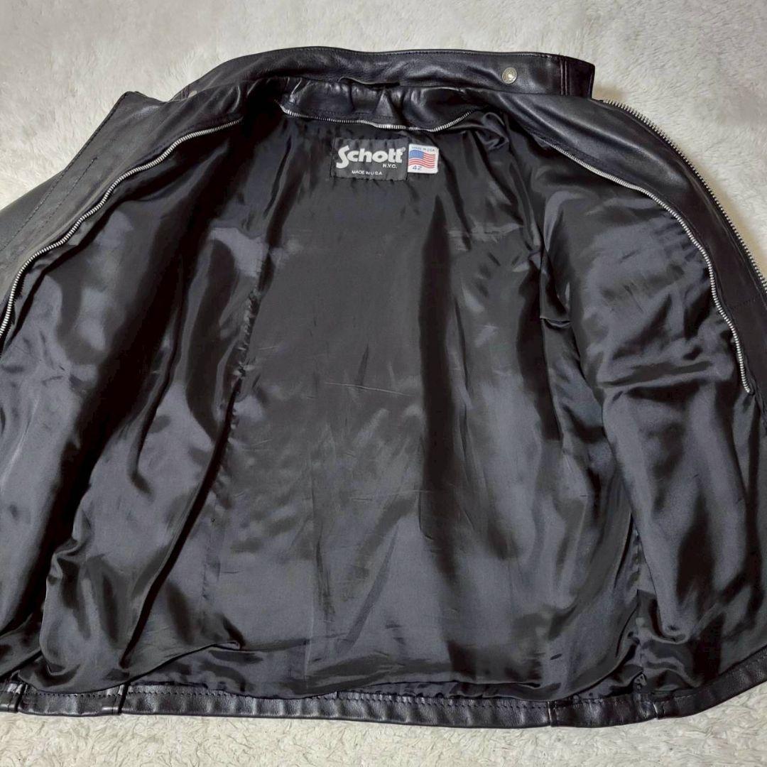 米国製42✨ SCHOTT シングル ライダース ボア ライナー ブラック XL