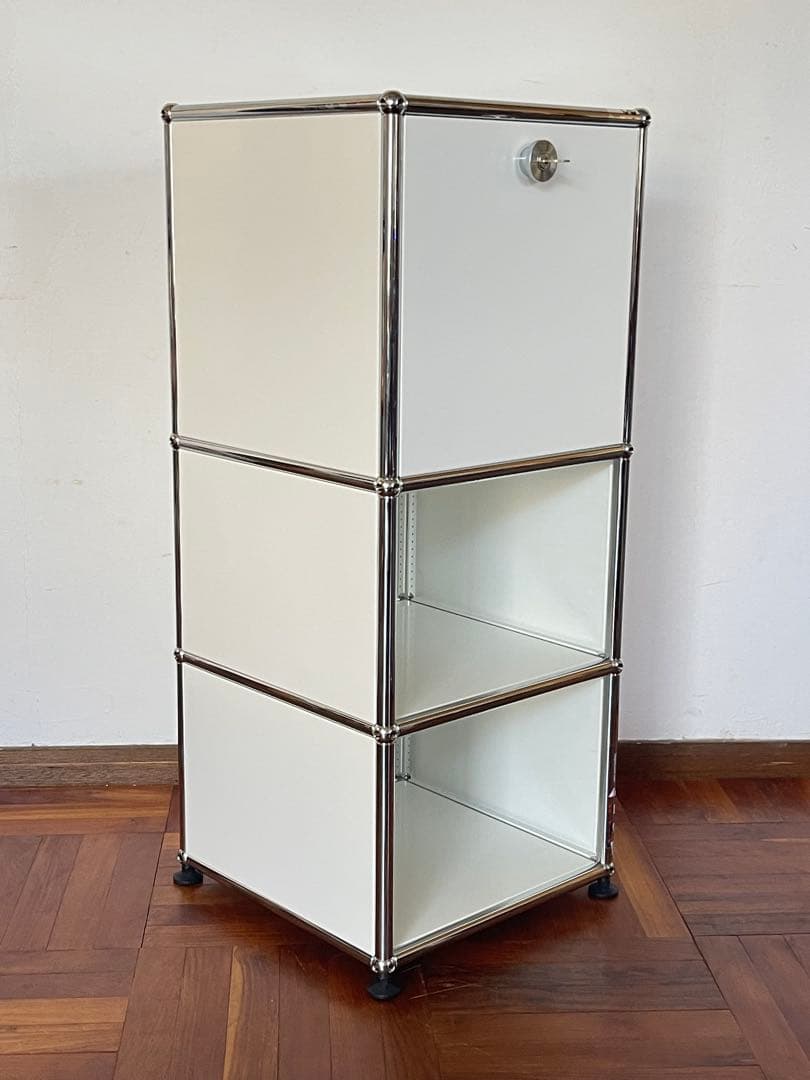 USM ハラー 1列 3段 ドロップダウンドア キャビネット ピュアホワイト