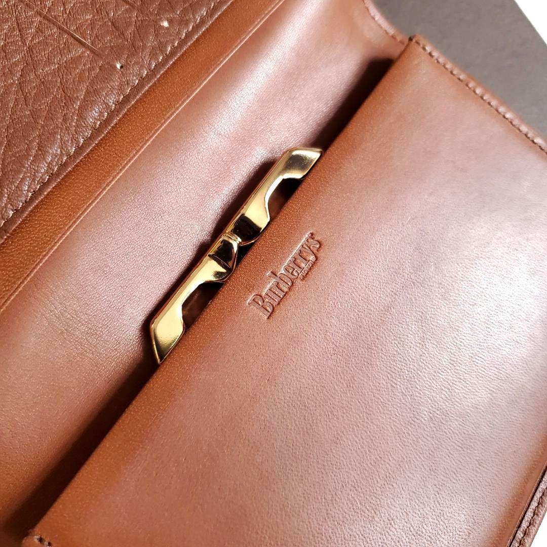 バーバリー BURBERRY 折り財布 ミドル がま口 極美品 レザー ブラウン