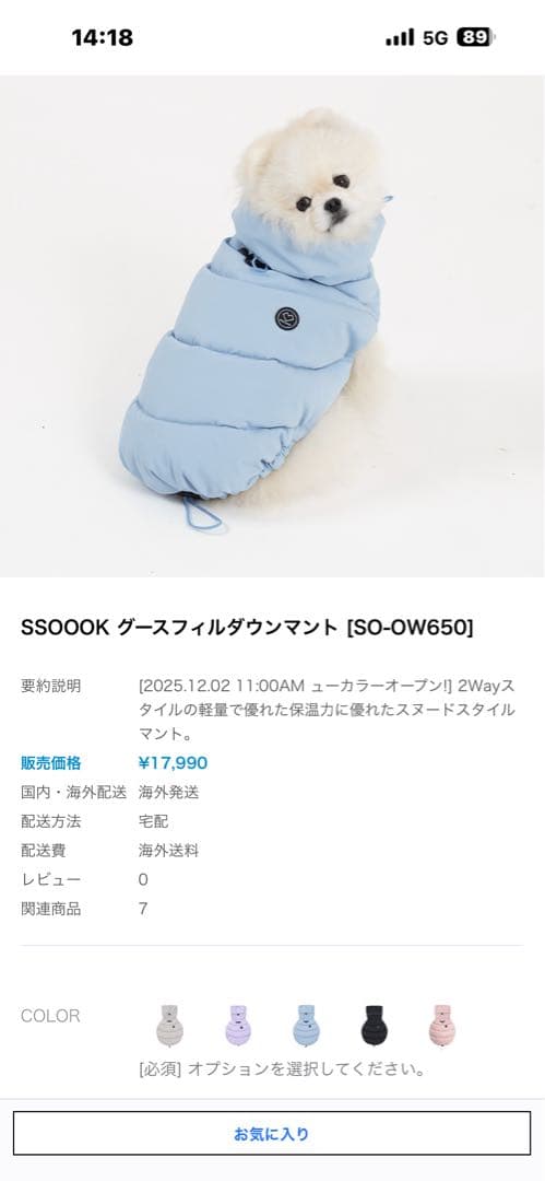 SSOOOK グースフィルダウンマント　Lサイズ