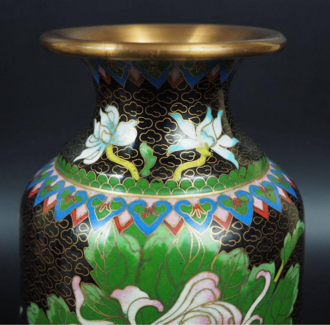 送料無料　中国古玩　景泰藍七宝花瓶　高さ約26ｃｍ