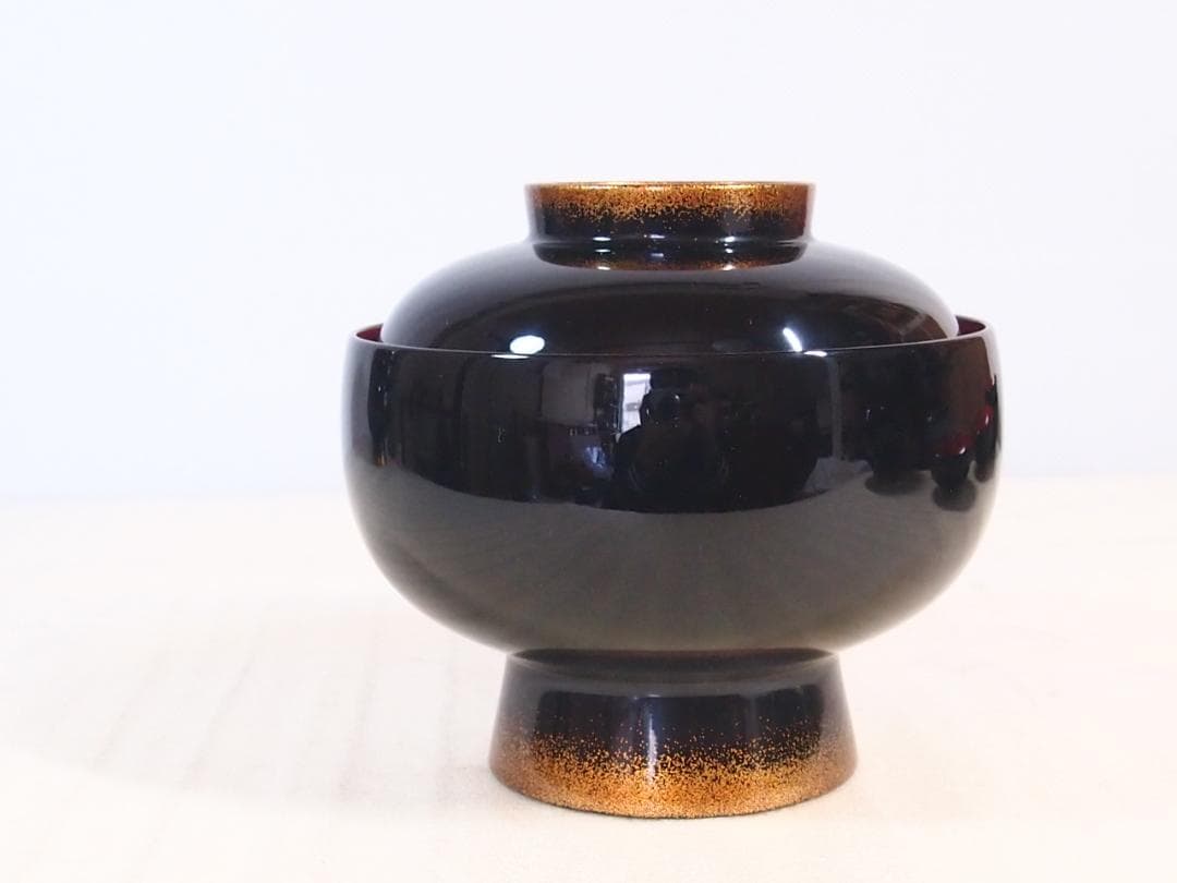 【高級・未使用】輪島塗 大向高洲堂 竹林祐行 縁梨地 煮物椀 5客 雑煮椀/大椀