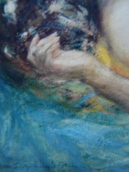 伊藤　清永、緑布に眠る女、希少画集画、新品額装付