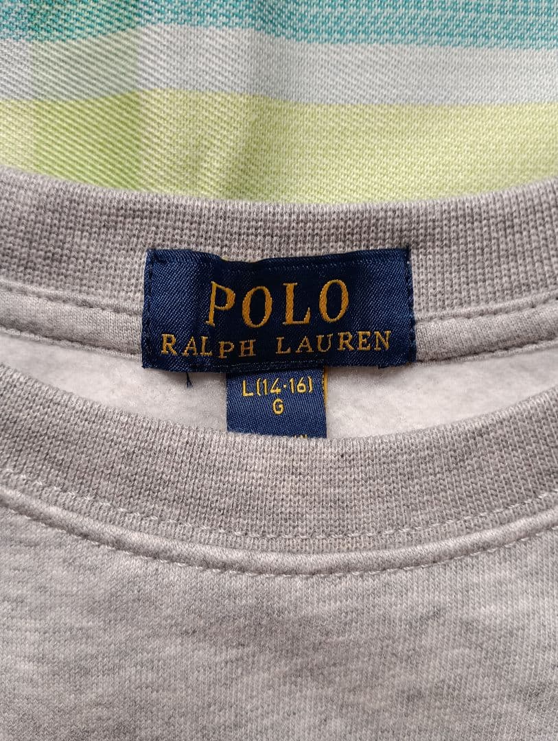 ラルフローレン　裏起毛トレーナー　ポロベア　160㎝相当　チルドレン　グレー