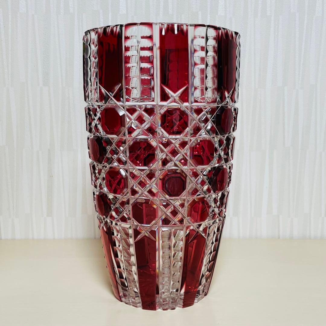 未使用 大型 ボヘミアクリスタル チェコ製 花瓶 フラワーベース